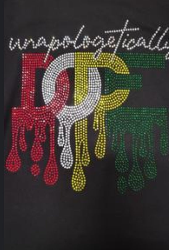 Unapologetically DOPE Juneteenth Rhinestone Design Crew Neck T