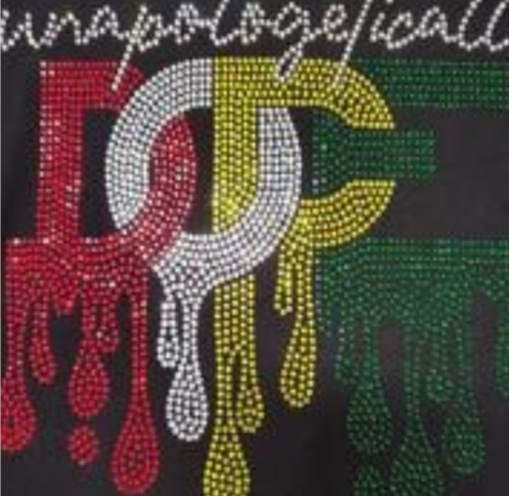 Unapologetically DOPE Juneteenth Rhinestone Design Crew Neck T