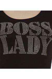 Boss Lady Premium Clear Rhinestone Crew Neck